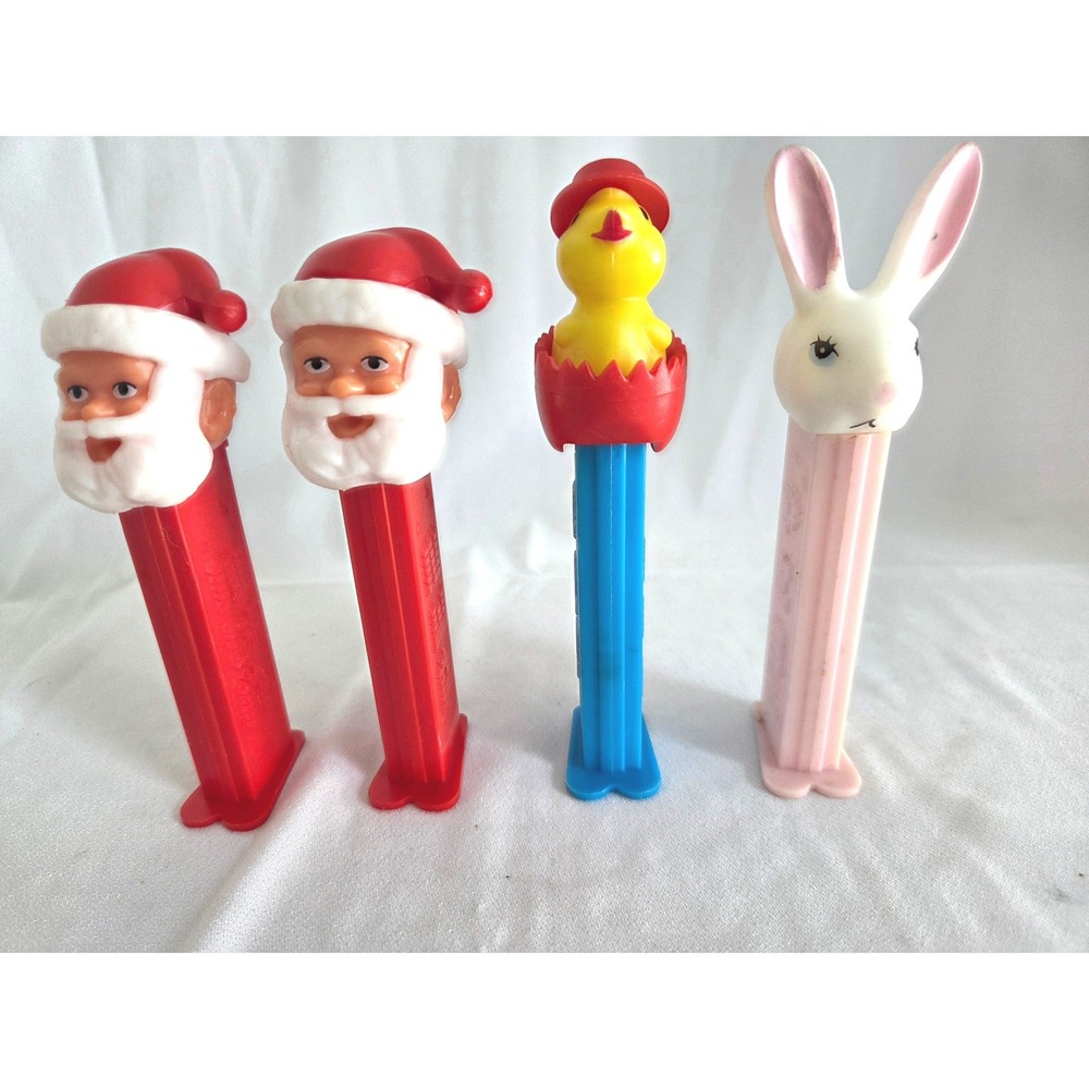 Vintage PEZ Dispensers Lot of 4 Santa Claus Easter Bunny Chick Slovenia Patent